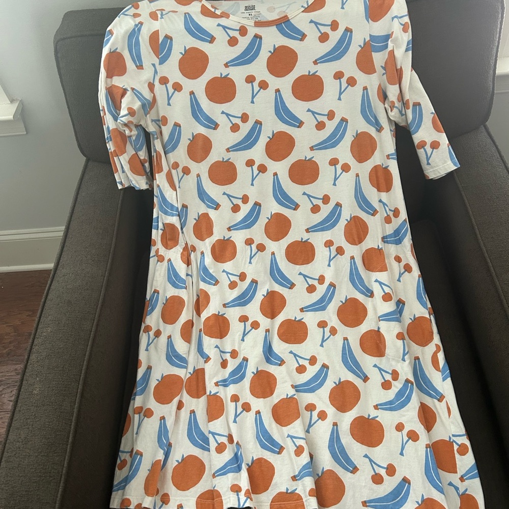 Winter Water Factory Fruit Print Dress - Orange and Blue. Size XL.